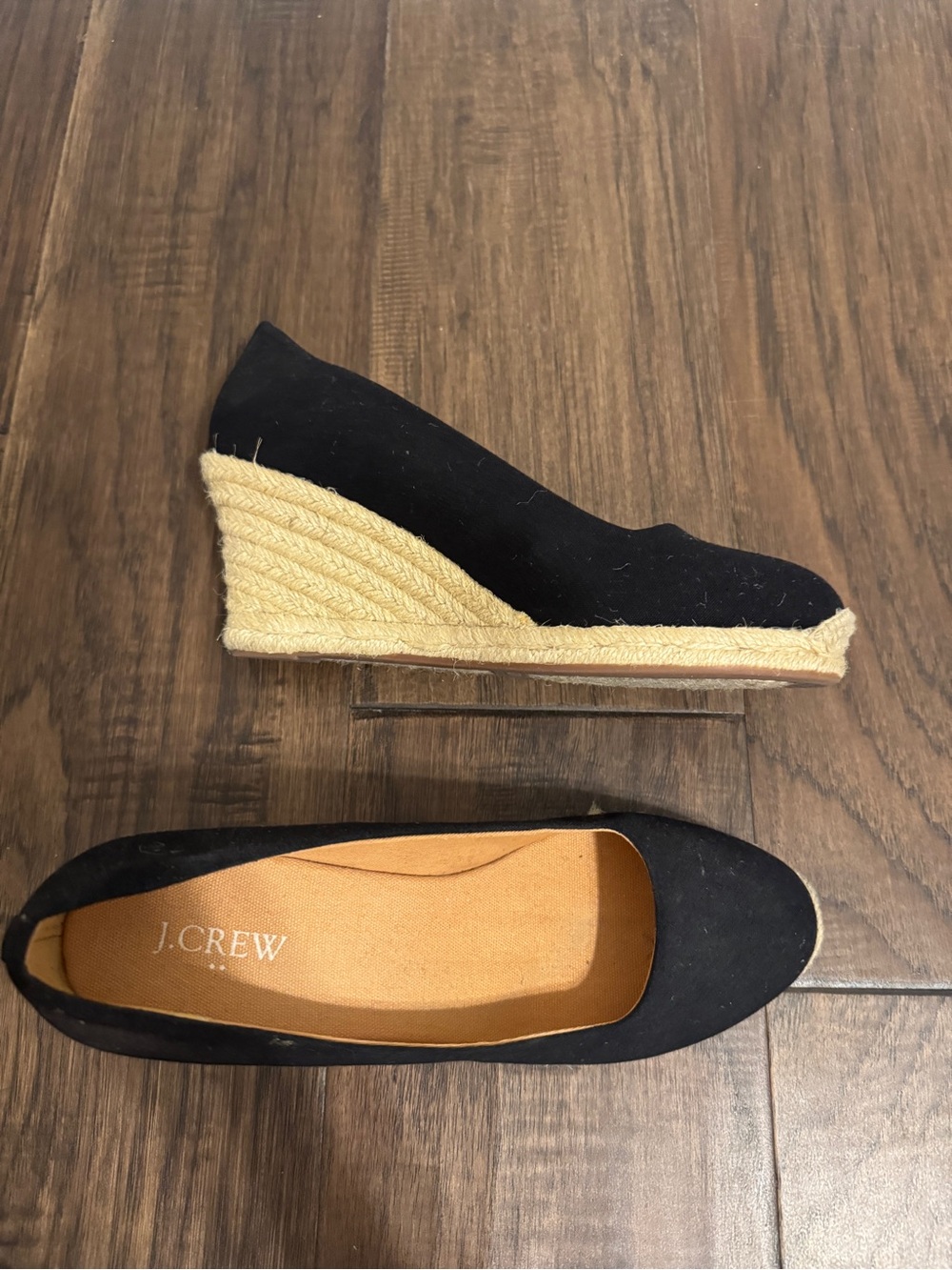 J. Crew Black Espadrille Wedge Pumps